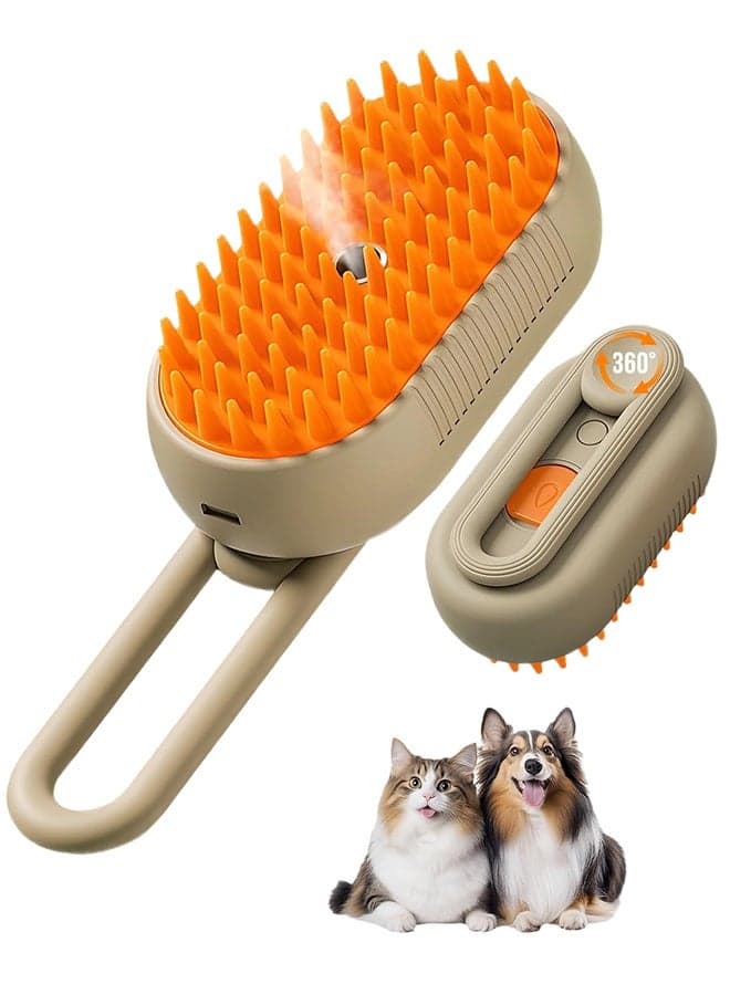 1 Pc Coffee 2026 Upgrade 3 in 1 Self Cleaning Steam Pet Brush & Grooming Spray Comb, Anti-Static with Massage, Cleaning & Shedding Control, for Long & Short Haired Cats & Dogs