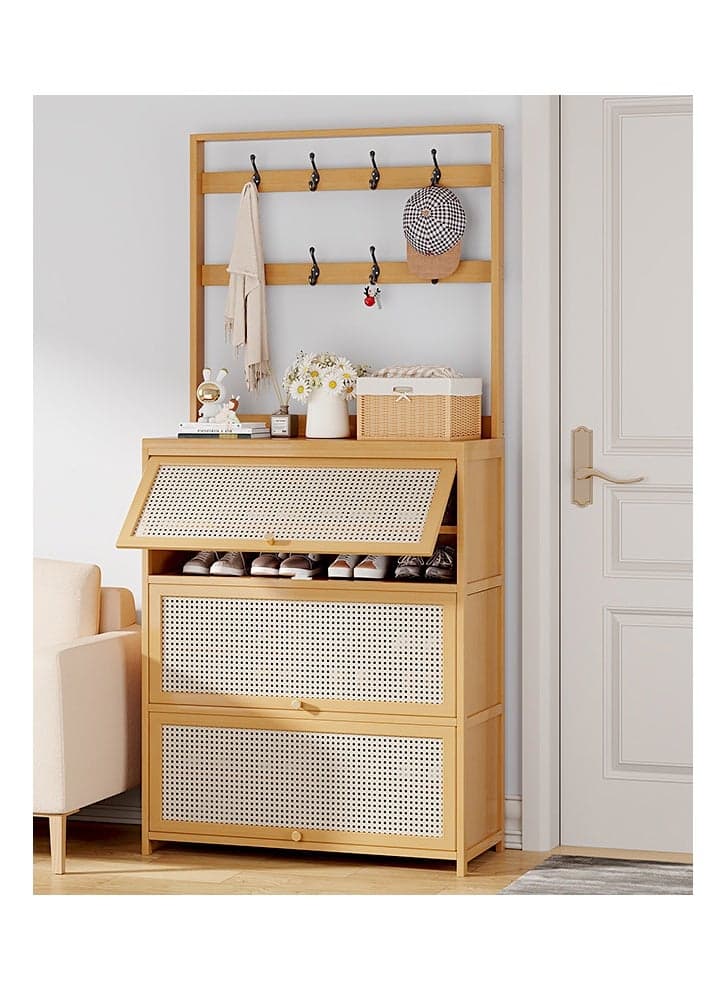 Flip Door Shoe Cabinet Hanger Integrated Household Doorway Multi-functional Shoe Rack Storage 100*32*188 CM