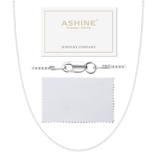ASHINE Silver Chain for Men cadena de plata 925 para hombre Silver Necklace Men Necklace for Women (1mm Box Chain Lobster Clasp 22 Inches)