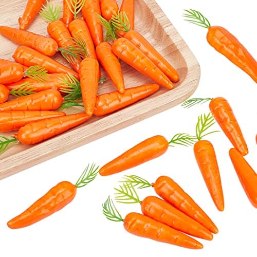 CHGCRAFT 30Pcs Mini Easter Decor Carrots Realistic Fake Fruit Lifelike Carrots Simulation for Floral Arrangements Easter Home Kitchen Display Decor, 0.55 Inch