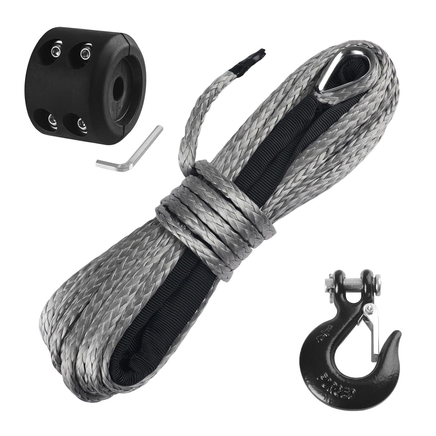 Ucreative 14 Inch x 50 Feet Synthetic Winch Rope 10000LBs Line Cable with Hook and Stopper for ATV UTV Gray