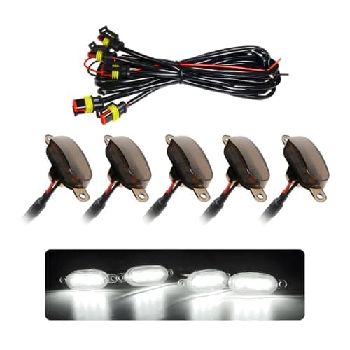 FSTURIOS 5PCS Car LED Grille Lights Bright Front Grill Bumper Trim Lamps with Wiring Harness Waterproof Grille LED Lights for 20042019 F150 F250 F350 Raptor20132018 Ram 1500 BlackWhite