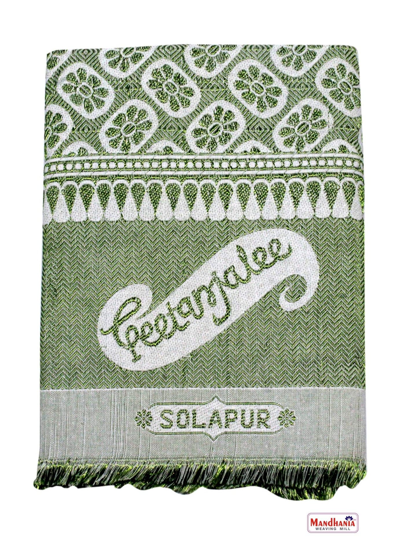 Mandhania Solapur Chaddar Single Blanket Cotton,Rayon & Viscose Pack of 1 - Green