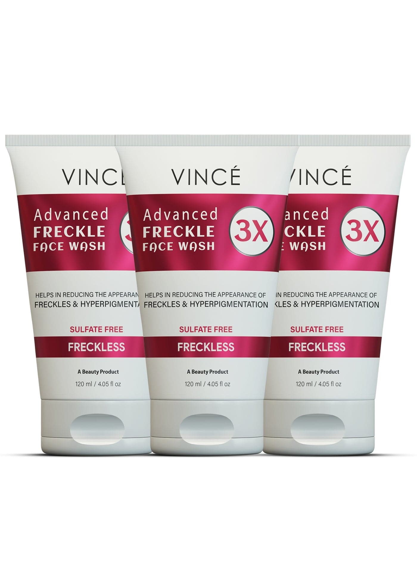Advanced Freckle Face Wash - Pack of 3 – 3X Reduces Resistant Freckles & Dark Spots – Deep Cleanses, Brightens, Hydrates, and Removes Impurities for Clear, Glowing Skin – 120ml Each
