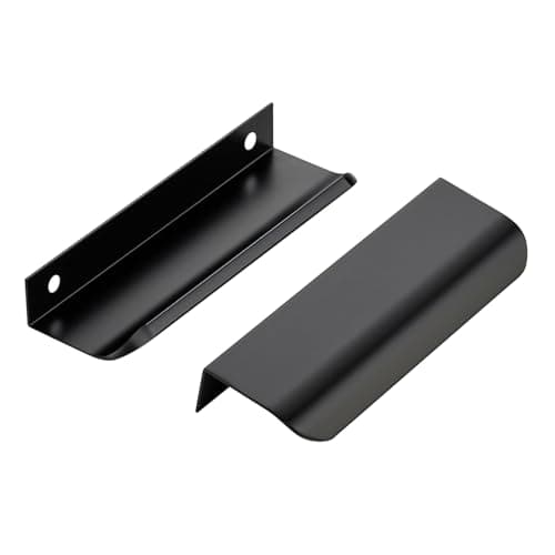 Ravinte Hardware 20 Pack Black Cabinet Handles 475 Inch 120mm Finger Edge Pulls 375 Inch Hole Center Finger Pulls for Cabinets