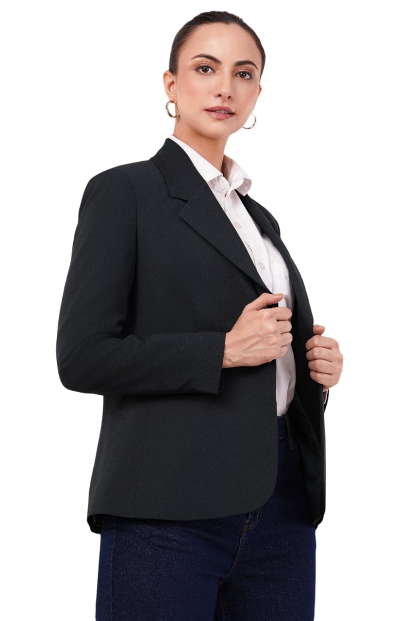 SaintX Solid Tailored Women's Formal Blazer (SAINTWB01_Persian Black