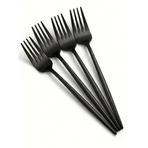 KitchAntique 9" French Style Matte Black Dinner Fork | 4-Piece Stainless Steel Flatware Forks Set | Elegant Dishwasher-Safe Silverware Cutlery Set for Home, Restaurants & Gifting