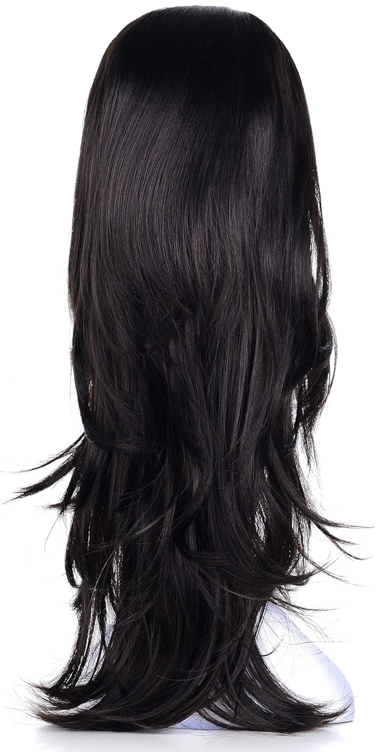 OneDor 22" Semi Curly Hair Women Ladies 3/4 Half Wig Premium Japanese Synthetic fibers Wigs with Secured Mesh Head Cap (R2)