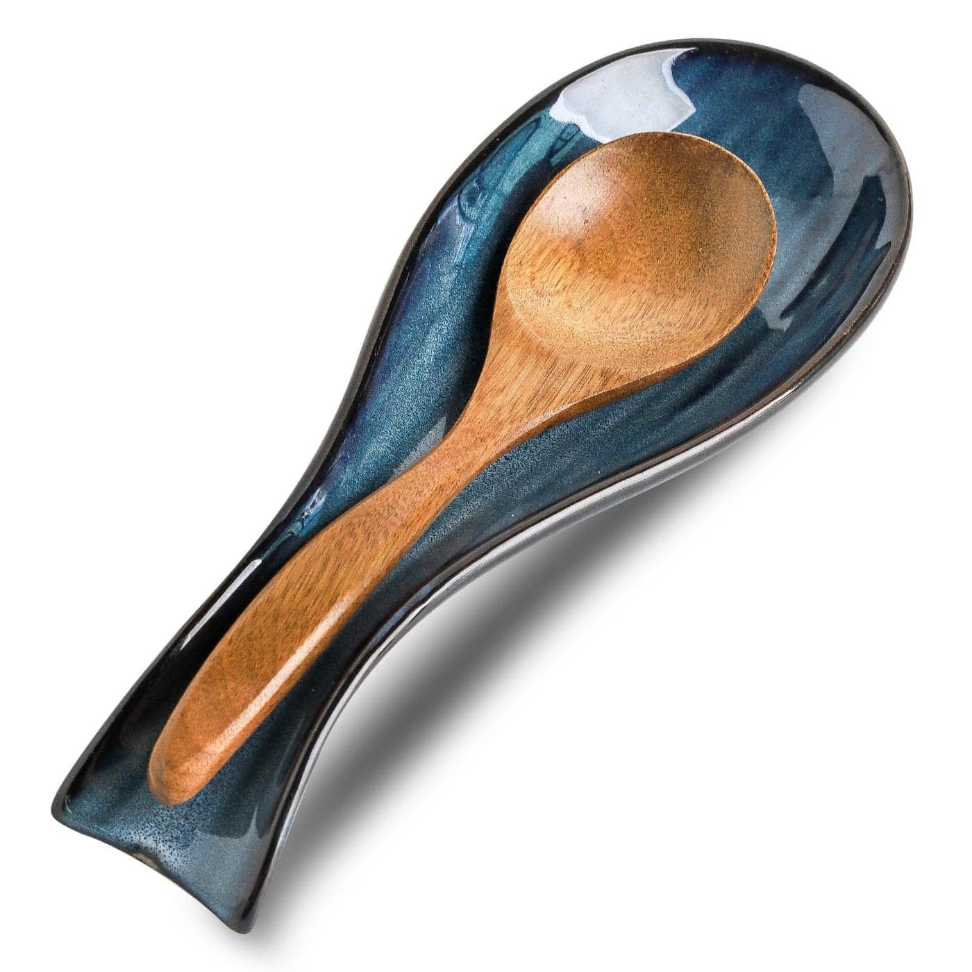 Tikooere Ceramic Spoon Rest for Stove TopLarge 87 Inch Spoon Holder for Kitchen CounterPorcelain Utensil Rest for Thankgiving and Christmas GiftDishwasher Safe and HeatResistantBlue1 PC