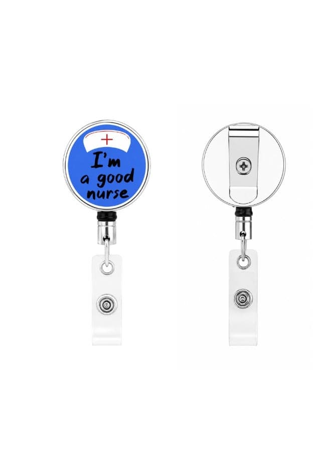 Nurse Day Badge Reels Retractable - Durable Epoxy Coating and 5 Designs - Tich Button Clip and Badge Buckle - Nursing Appreciation Gifts (Design 2)