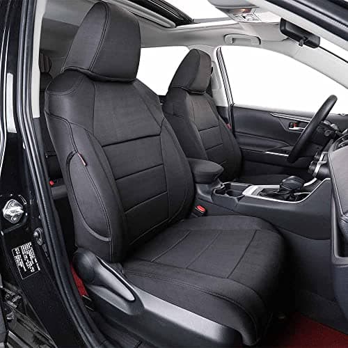 EKR Custom Fit RAV4 Hybrid Car Seat Covers for Select Toyota RAV4 Hybrid (Not for 2019-2025 Hybrid/Prime SE,XSE) 2019 2020 2021 2022 2023 2024 2025 - Full Set, Neoprene (Black)