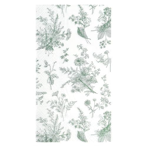 100 Floral Guest Napkins Sage Green White Toile Disposable Paper Napkins Flower Bathroom Hand Towels for Tea Party Christmas Bridal Baby Shower Party Supplies