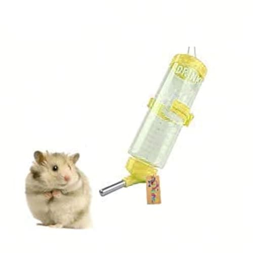 Western Era Cage Hanging Water Bottle, Dispenser Feeder - No Drip, Leak Proof, Perfect for Small Animals, for Your Beloved Pets,Stay Hydrated, Stay Happy (Yellow 125ml)