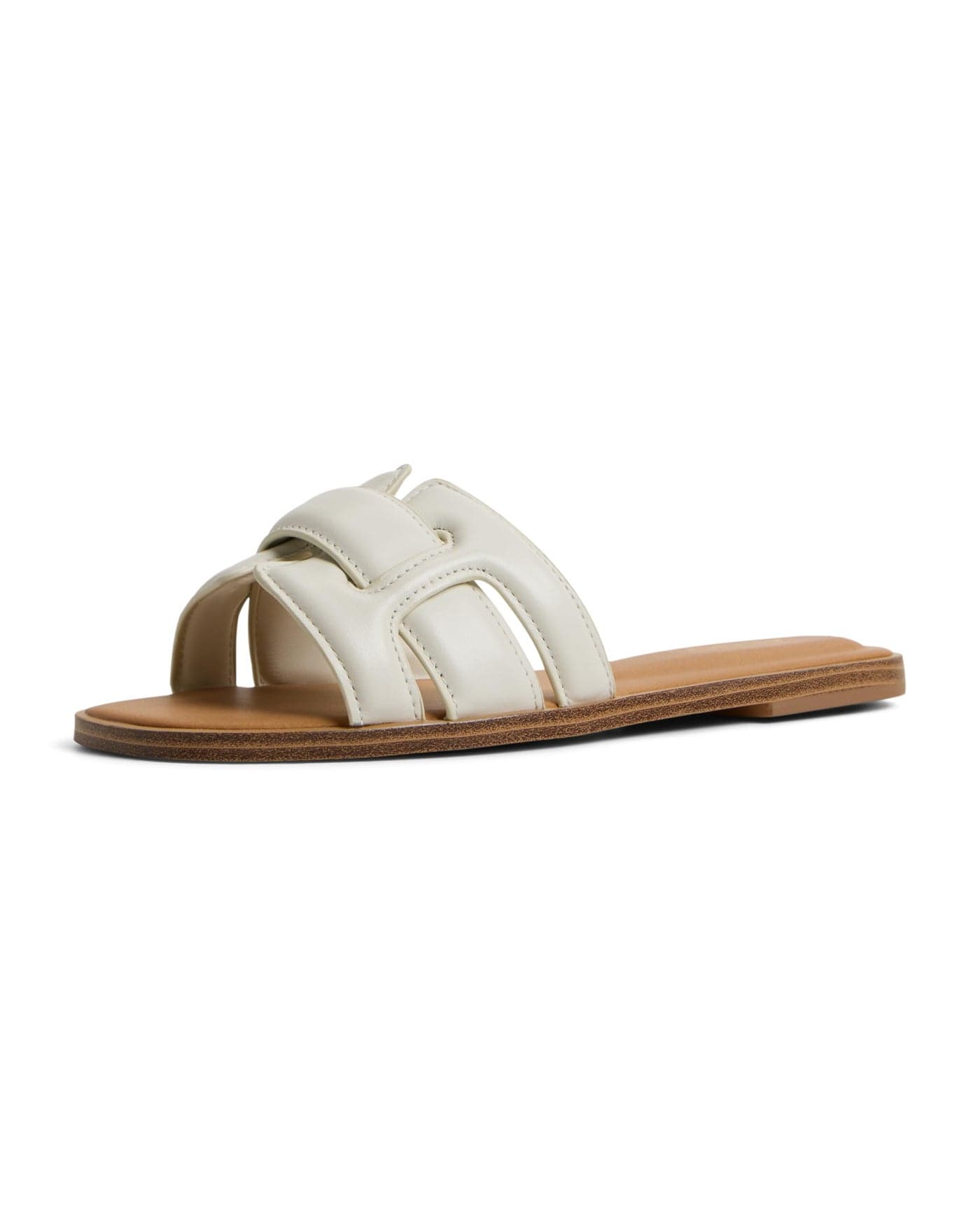 ALDO Women's Elenaa Flat Sandal, White/Bone, 10