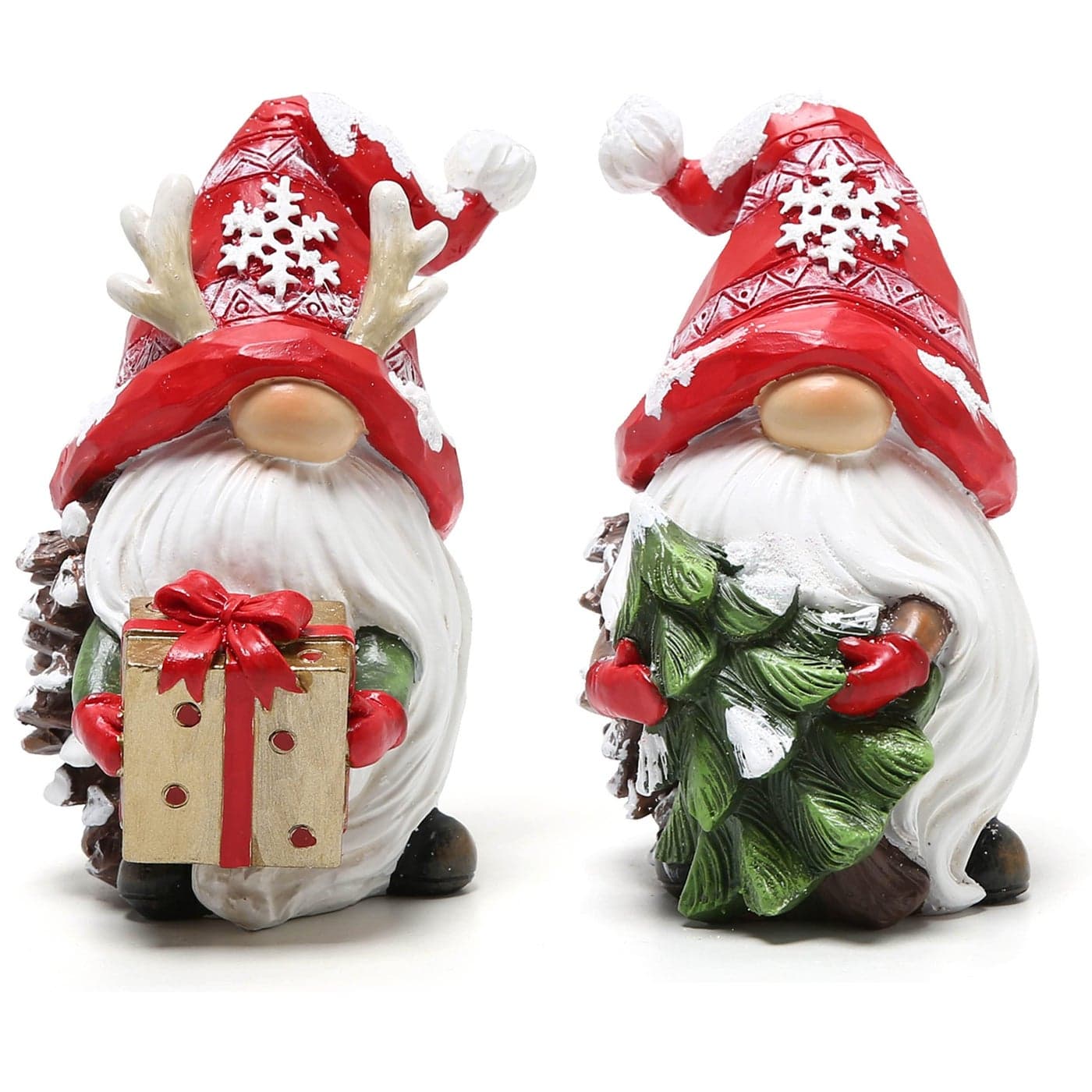 Hodao Christmas Resin Gnomes Handmade Christmas Resin Gnomes Holiday Present Winter Table Christmas Tree Decorations Indoor and Display on Mantel or Window Sill