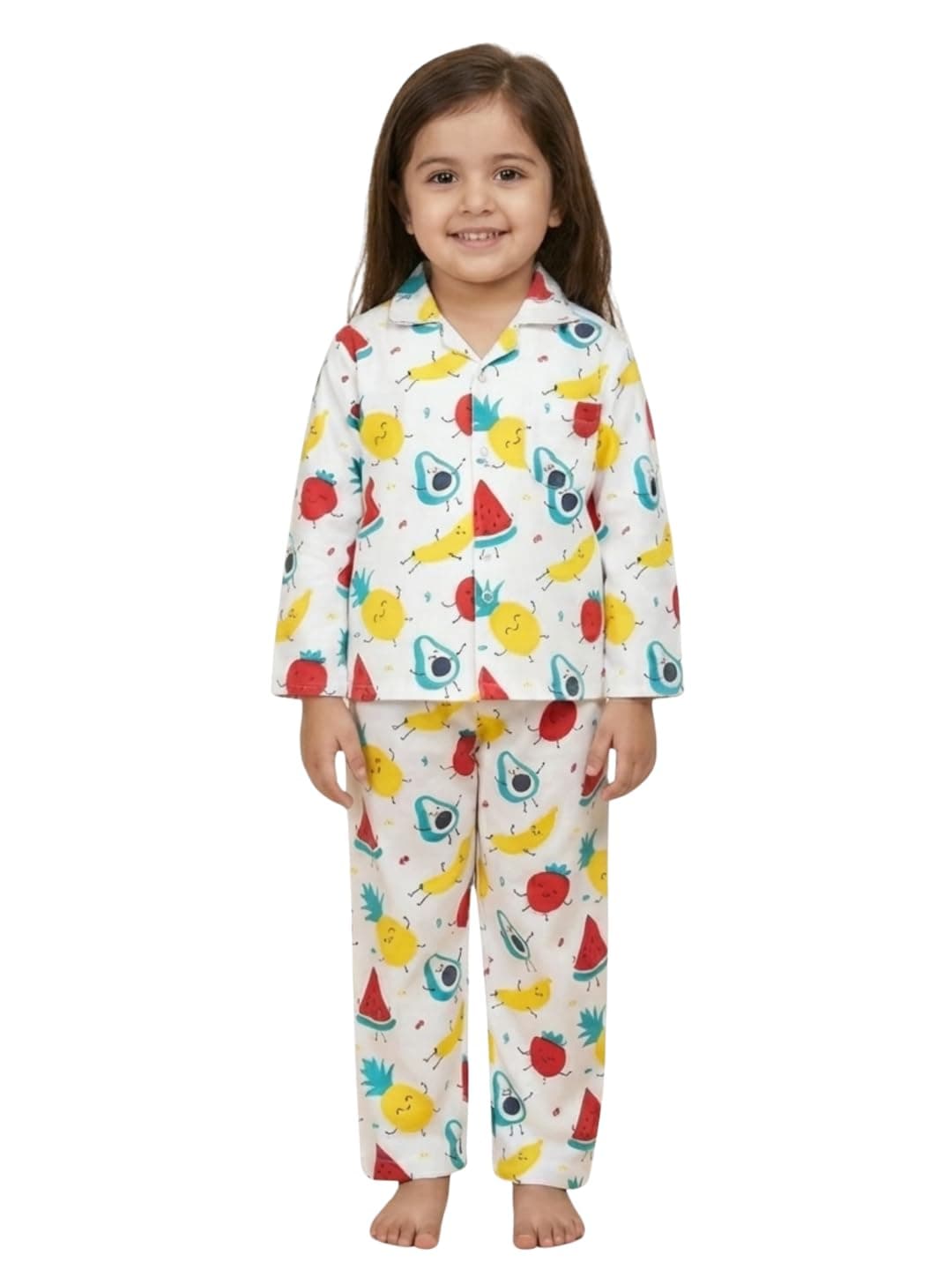 The Mom Store Kids Cotton Night Suit for Boys and Girls | Soft Breathable Night Dress for Kids Boys and Girls | Printed Nightsuit Pajama Set | All-Season Sleepwear for Daily Use | Fruity Cutie | 1-2Y
