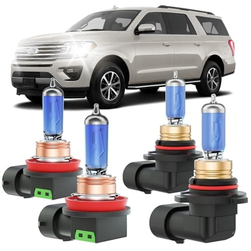 XFLHEHD Fits for 2015-2020 Ford Expedition Halogen Headlight Bulbs Combo, Ultra Bright 5000K White High Low Beam Headlight Bulbs, Plug and Play, 4 Pack