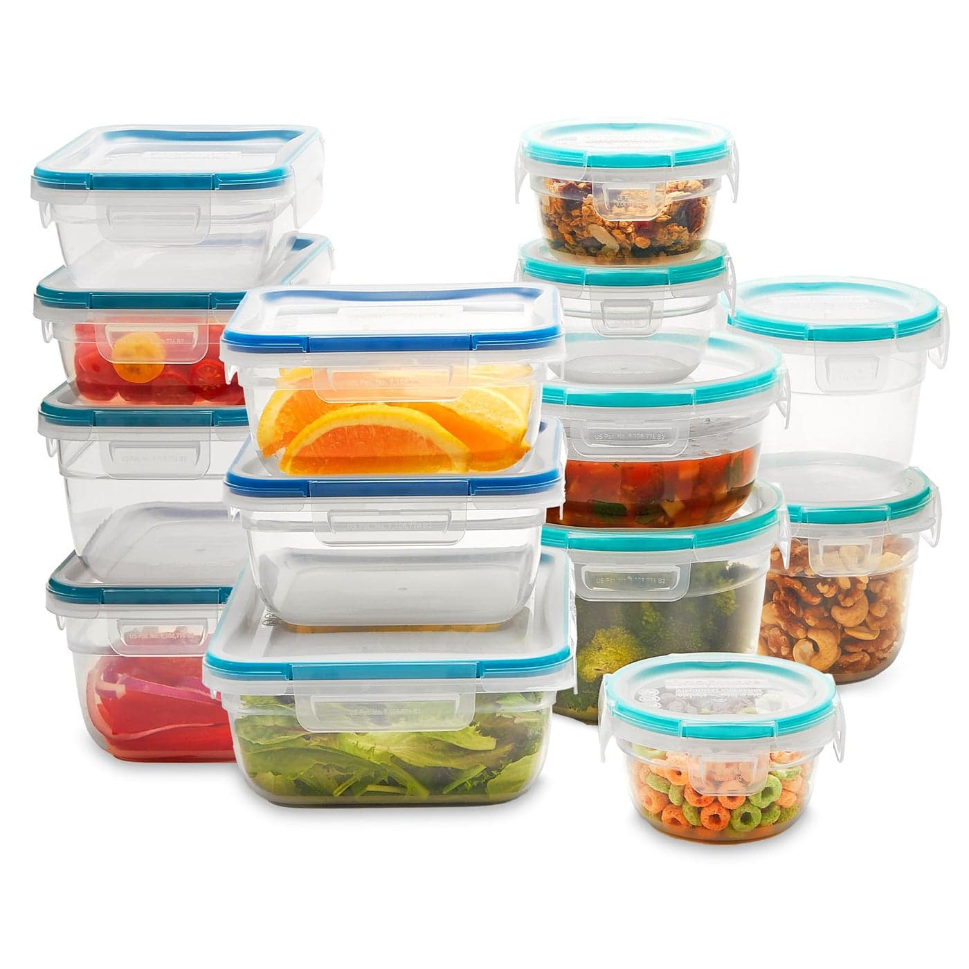 Snapware Total Solutions 14Pack Mixed Sizes Plastic Food Storage Containers Set Airtight Leakproof Locking BPAFree Lids Freezer Dishwasher Microwave Safe