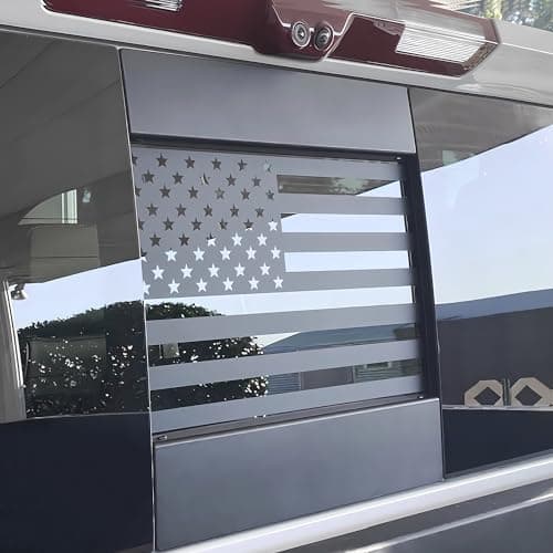Alicatong Fits Chevy Silverado and GMC Sierra 20192022 2023 2024 2025 2026 Rear Middle Back Sliding Window American US Flag Vinyl Decal Matte Black 1PCS Solid