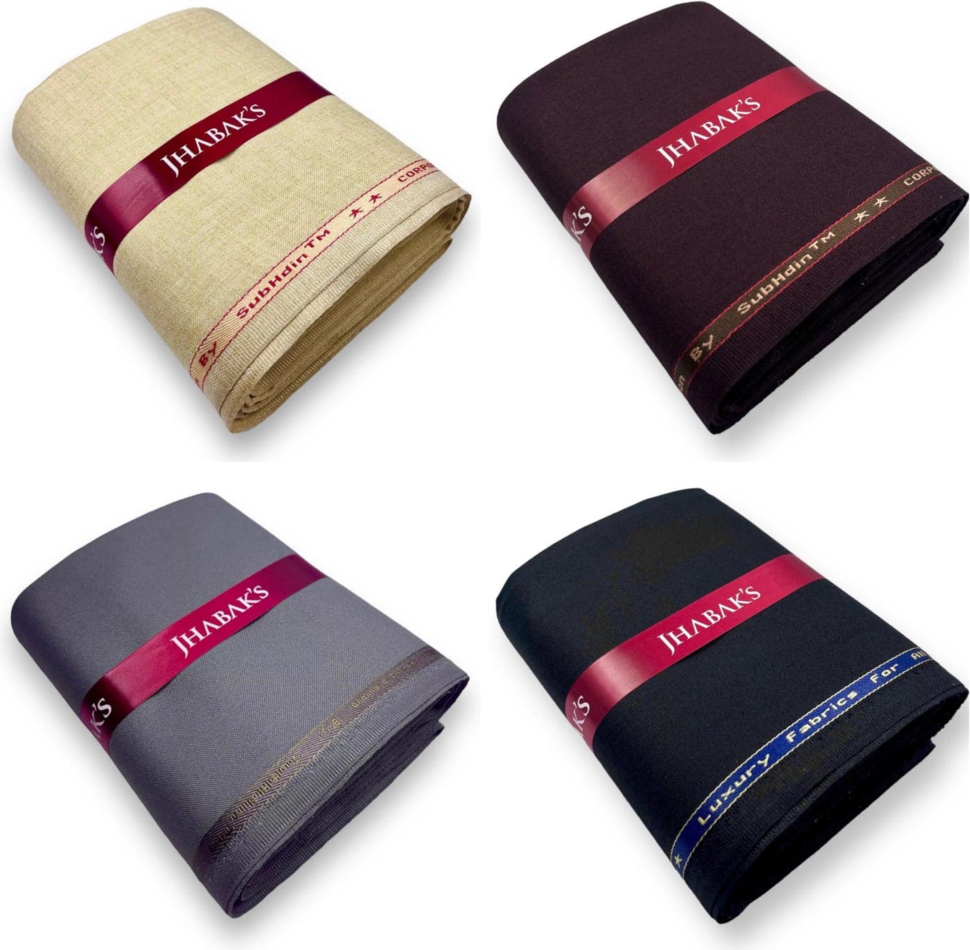 JHABAK'S Unstitched Viscose Rayon Self Design Trouser Fabric - 1.30 Meters (Pack of 4) J