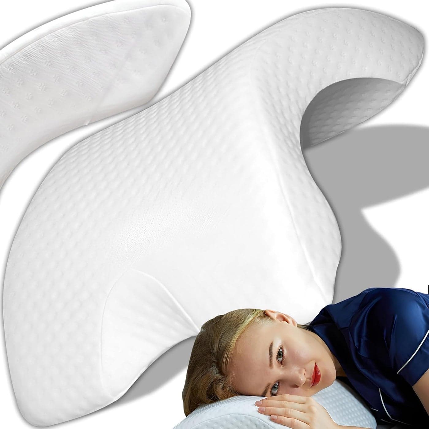 PRAMANTA Pillow Memory Foam Pressure Free Pillow for Neck Shoulder Pain Relief Orthopedic Contour Bed Pillow for Sleeping TravelOffice WorkHome on Bed Pillow 1Pcs