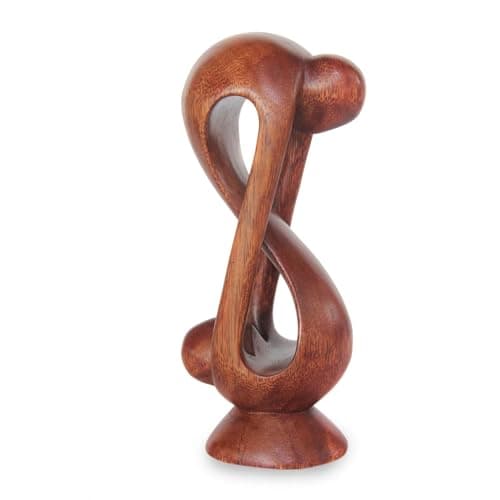 NOVICA Romantic Love Suar Wood Abstract Human Figure Sculpture, 7.5" Tall 'Indivisible Love'