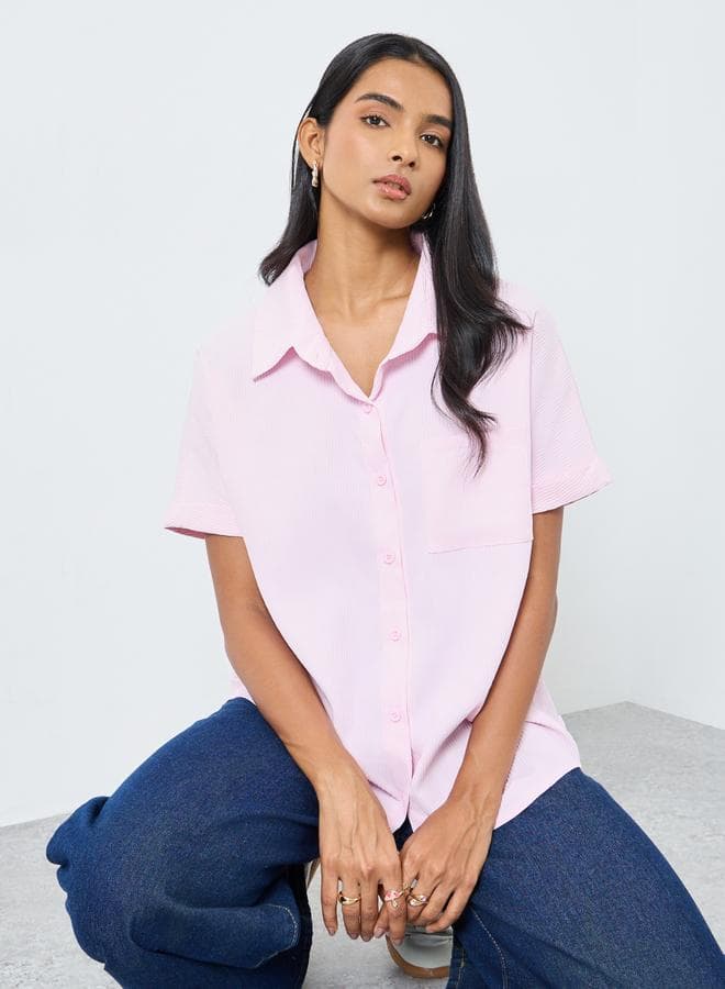 Take Two Pink Striped Short Sleeve Shirt