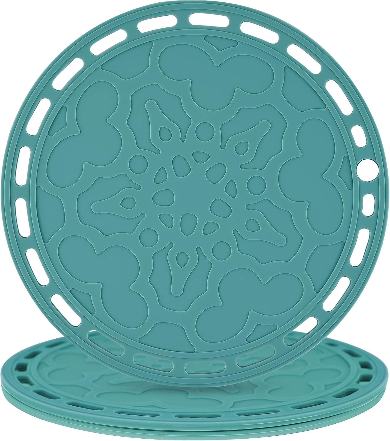 Smithcraft Trivets Mats for Hot Pots and Pans Big Round Silicone Pot Holder Hot Pads for Hot Dishes Mats for Countertops Tables Spoon Rest Small Place Mats Set of 3 Teal