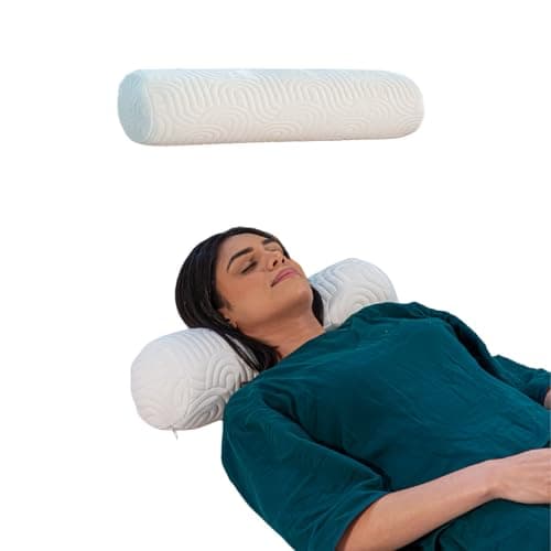 The White Willow Memory Foam Bolster Pillow-Side Pillow for Sleeping-Round Pillow for Diwan, Bed & Sofa-Decorative Round Cushion-Between Legs Pillow-Round Pillow for Back & Neck Support-Soft-Small