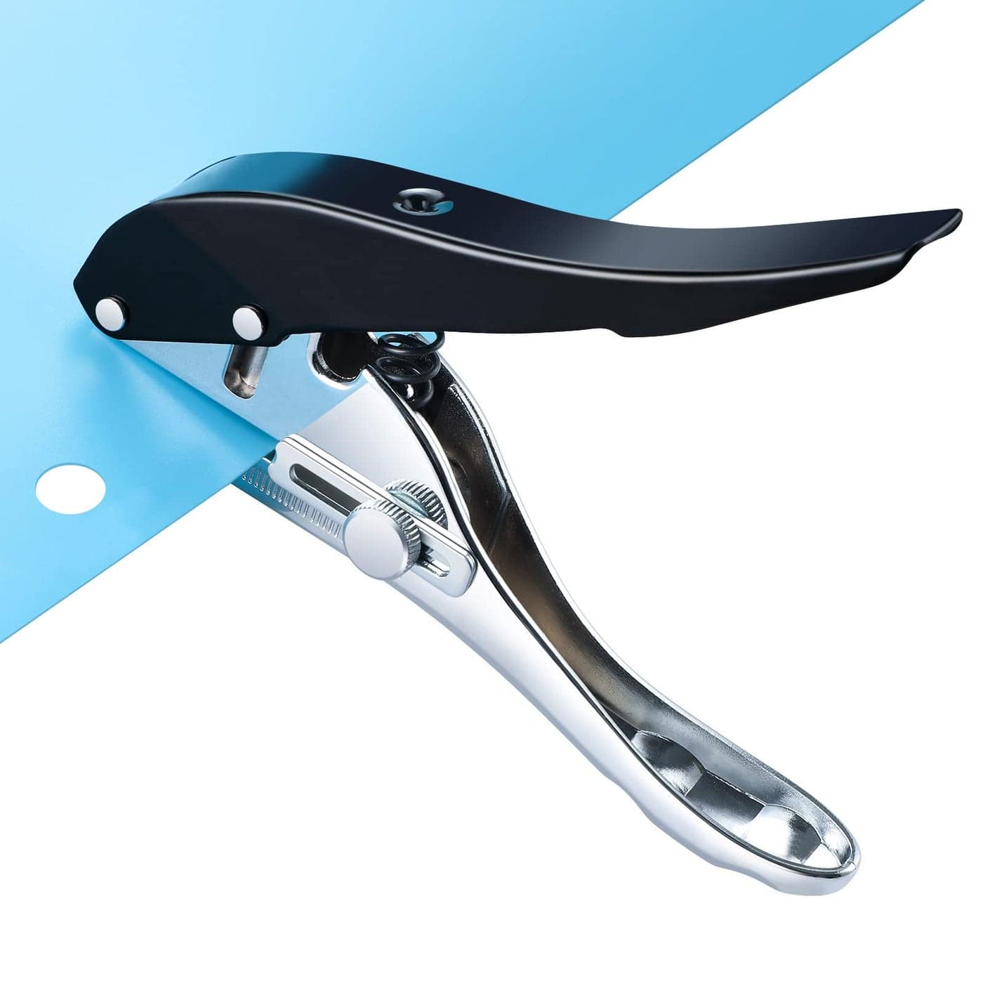 Heavy Duty Single Hole Punch Portable Hand Held Paper Punch for Tags Cards Plastic Cardboard 8MM Black