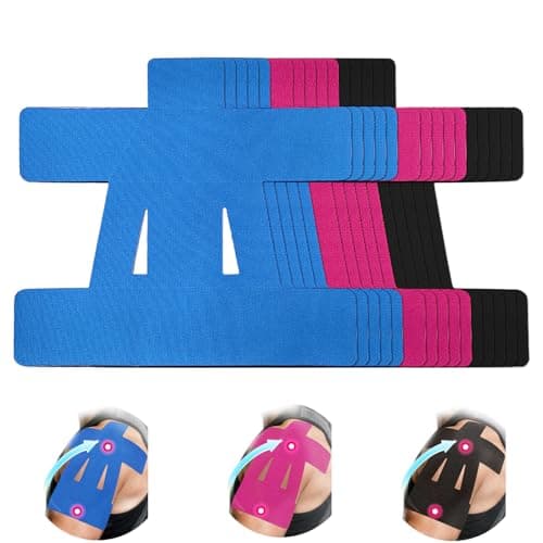 12 Count Kinesiology Tape for Shoulder,Shoulder Tape for Pain Relief,Pre-Cut for Easy use. Stretchy Cotton Material ensures Comfortable wear with Hypoallergenic Adhesive Lasting 4-7 Days