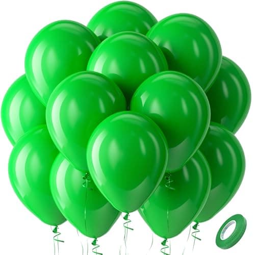Bezente Green Balloons Latex Party Balloons 100 Pack 12 inch Round Helium Light Green Balloons for Green Jungle Themed St Patricks Day Birthday Bridal Shower Christmas Party Decorations