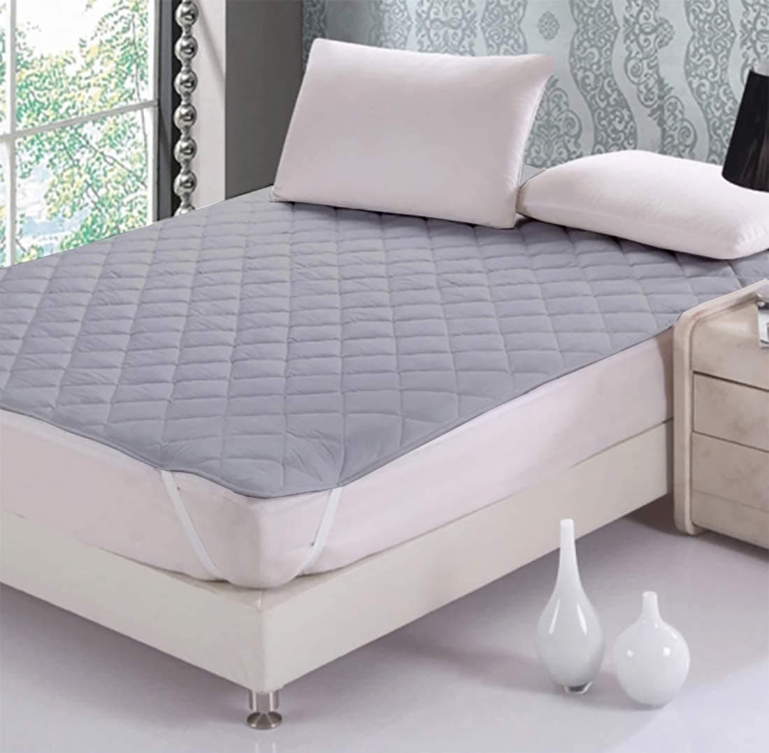 CHICERY Cotton Elastic Strap Quilted Mattress Protector Small Size Water Resistant Breathable Soft and Cool Quilted Bed Cover Elastic Straps on CornersGreySmall Size 36x72inch