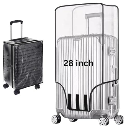 Tusmad Suitcase Cover for Hard Luggage | 28 Inch Transparent PVC Fabric Trolley Bag Cover with Zipper | Waterproof Dustproof Travel Bag Protector 70x49x33 cm