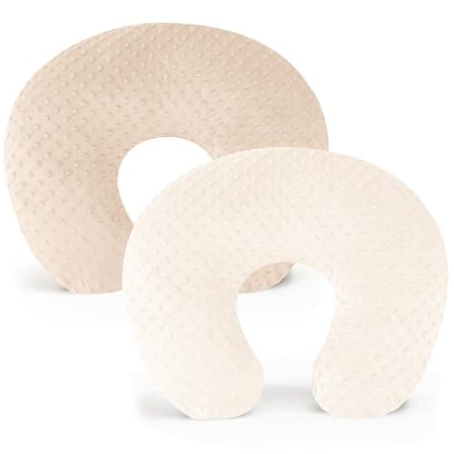 Konssy 2 Pack Nursing Pillow Covers Soft and Comfortable Nursing Cover for Breastfeeding Pillows Pillow Slipcover for Baby Girls Boys NewbornBrown Beige