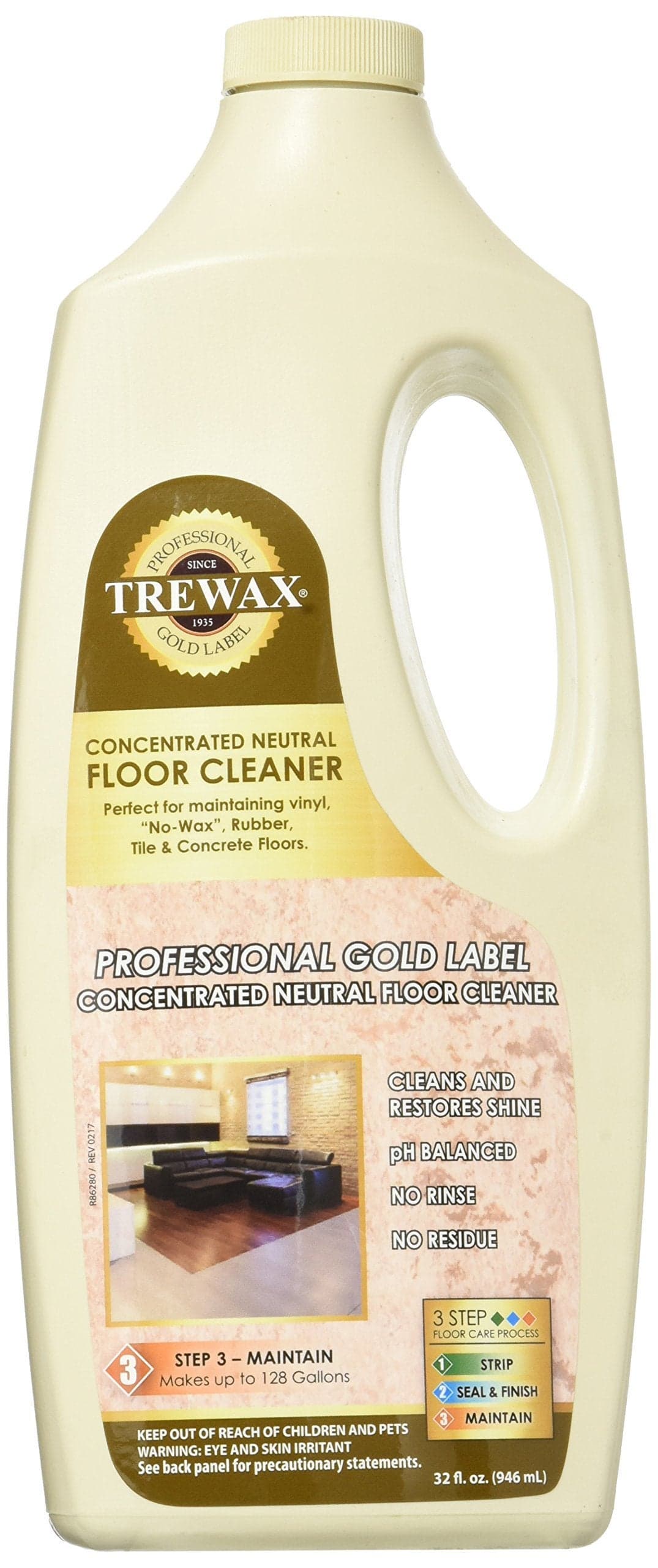 Trewax Professional Gold Label Concentrated Neutral Floor Cleaner, 32-Fluid Ounce