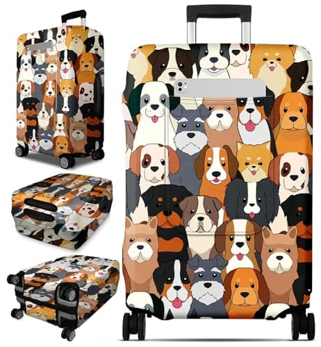 Slohif Luggage Cover for Suitcase Tsa Approved Protector - Cute Dog Luggage Sleeve Large Suit Case Cover Travel Stretch Baggage Case Protective Washable Fit 21-23 Inch