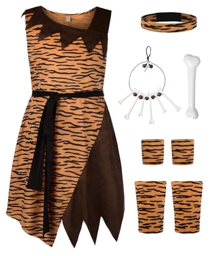 ReliBeauty Caveman Costume Kids with Accessories Dress up Halloween Historical Birthday100