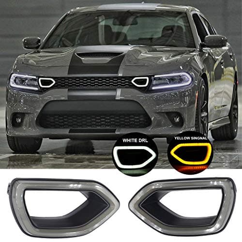 Grille Lights Replacement for SRT Scat Pack Grille Smoke LED Lights Pig Nose Fit for Dodge Charger 2015-2022