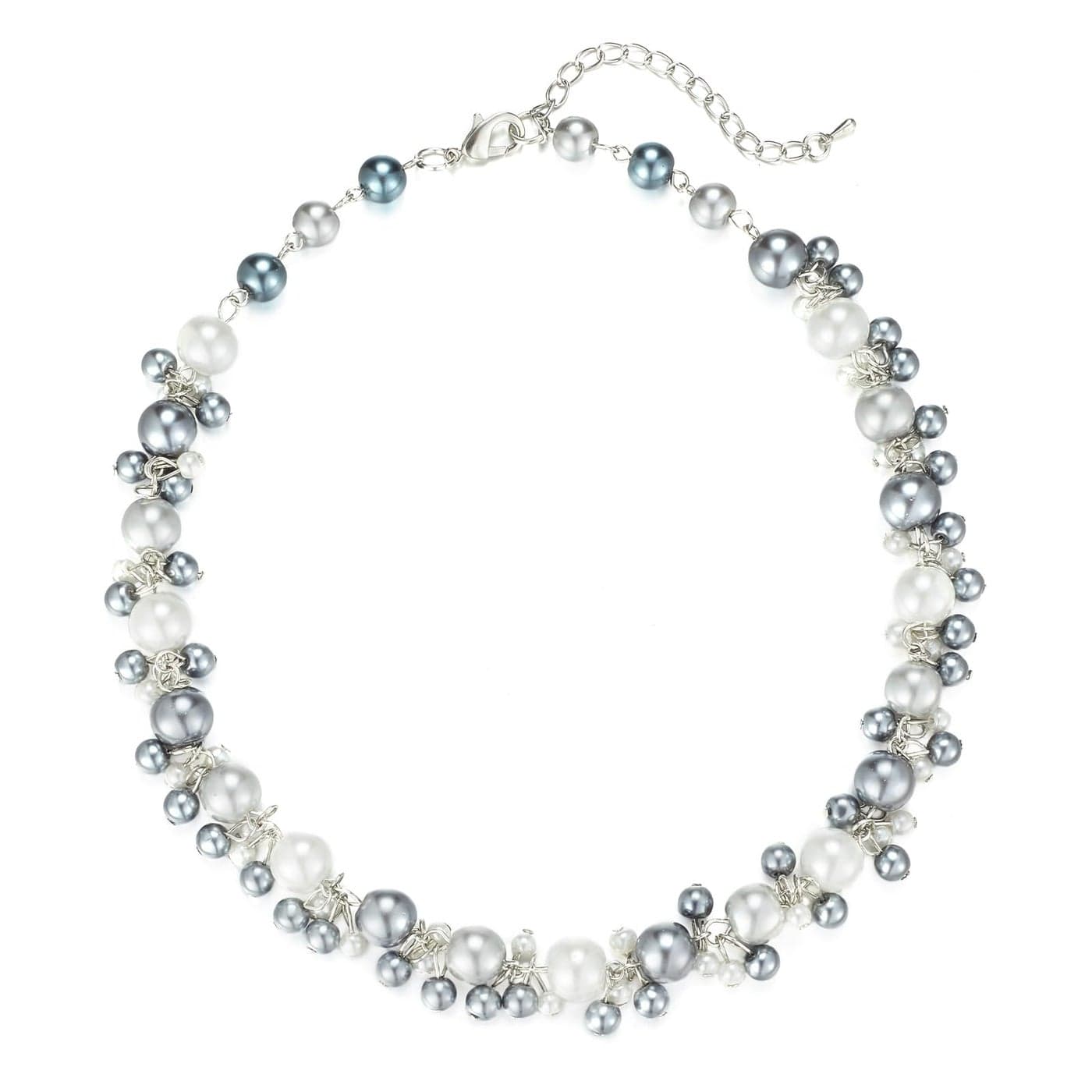 Beaded Pearl Necklace - Elegant Pearl Choker Necklaces for Women Fashion Jewelry Birthday Gift for Mom(Grey)