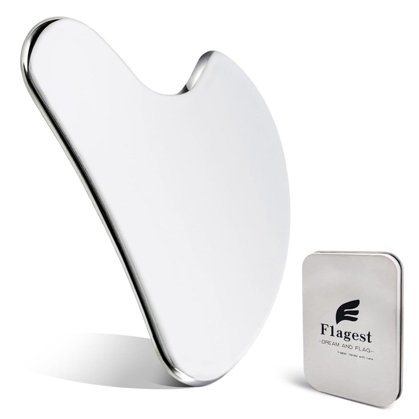 Flagest Stainless Steel Gua Sha Facial Tools Face Massage Tools Smooth Sturdy Metal Guasha Tool for Face Body Reduce Puffiness Massage Scraper Heart Shape ItemSilver