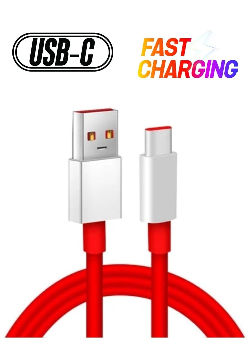 "Vibrant Red High-Speed USB Type-C Cable – Compatible with OnePlus 11, 10 Pro, 9 Series, and More"