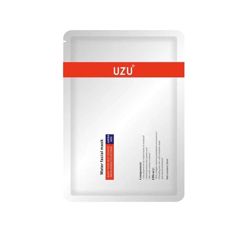 1 Pack of 5 Sheets UZU Water Facial Mask Moisturizing Mask Soothing Hydrating Firming Lifting Facial Mask 30ml 5