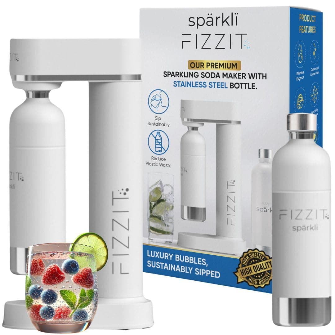 Fizzit Sprkl Carbonated Water Soda Maker with Stainless Steel Bottle IncludedDishwasher Safe