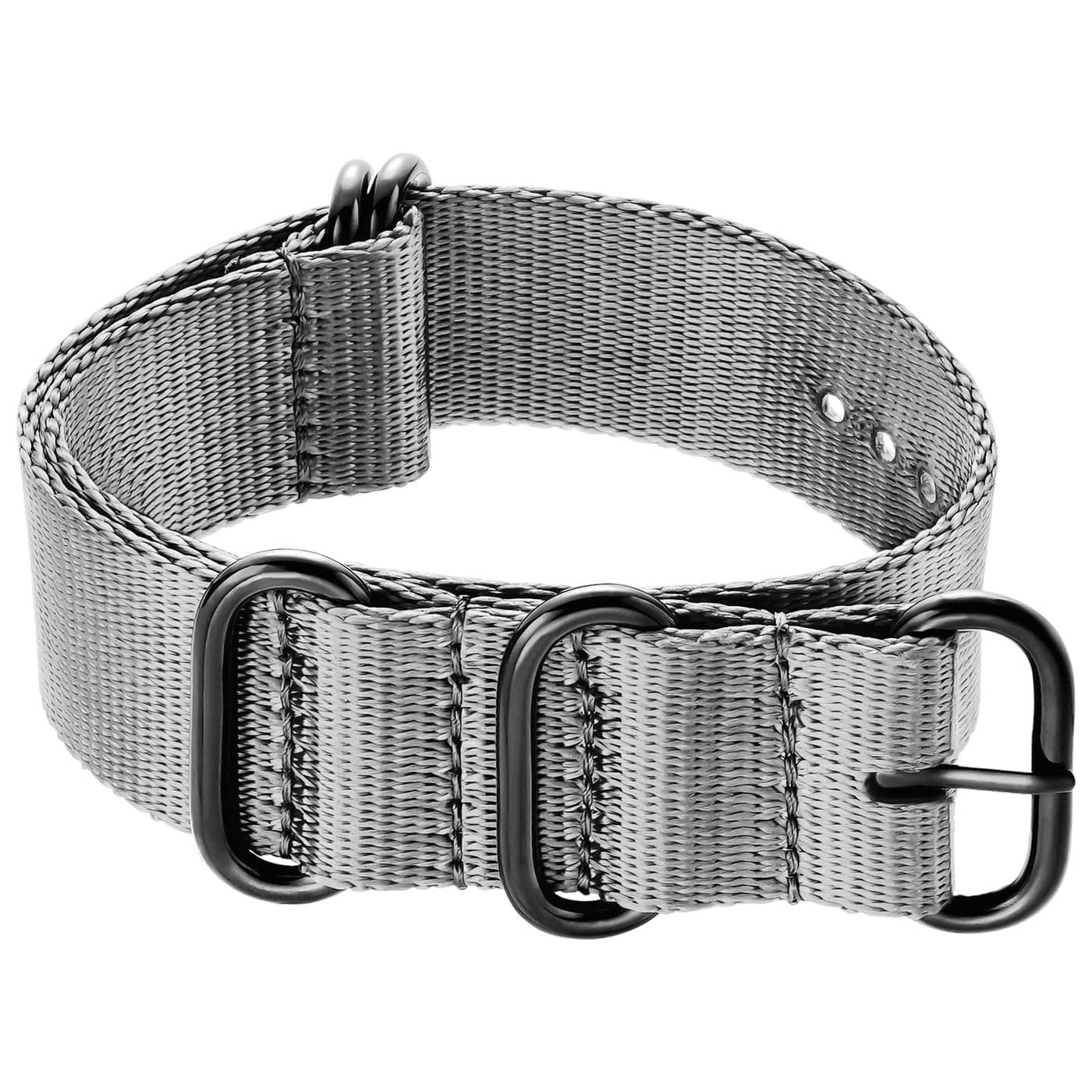 Ritche Christmas Gift 20mm Smoke Grey Military Ballistic Nylon Strap With Black Heavy Buckle Bands for Omega x Swatch Moonswatch Compatible with Timex weekender watch band, White Elephant Gifts, Stocking Stuffers for Men