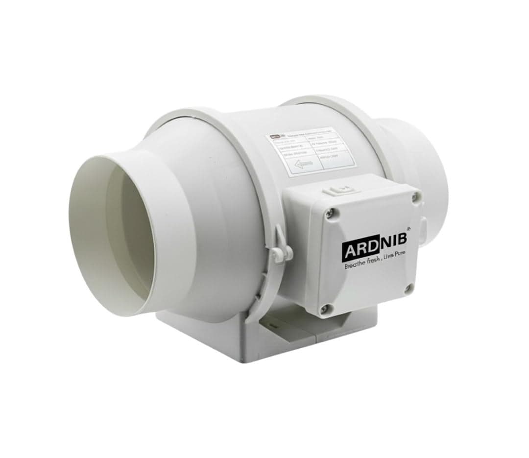 Ardnib Inline Duct Fan 6Inch/150mm | Silent Mix Flow Fan | Duct Exhaust Fan | Inline Exhaust Fan | Circular Inline Fan|Air Circulation System| White | 70W Copper Motor | 2 Speed | Air Flow 540m3/h
