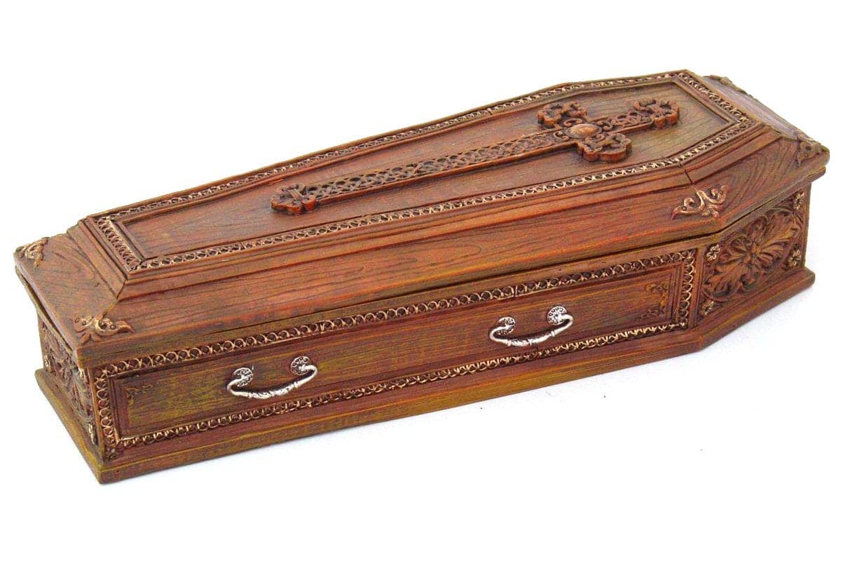 Pacific Giftware PTC 825 Inch Cross Embellished Coffin JewelryTrinket Box Figurine