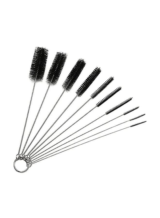 10-Piece Nylon Tube Brush Pipe Black 8.3x2x2inch