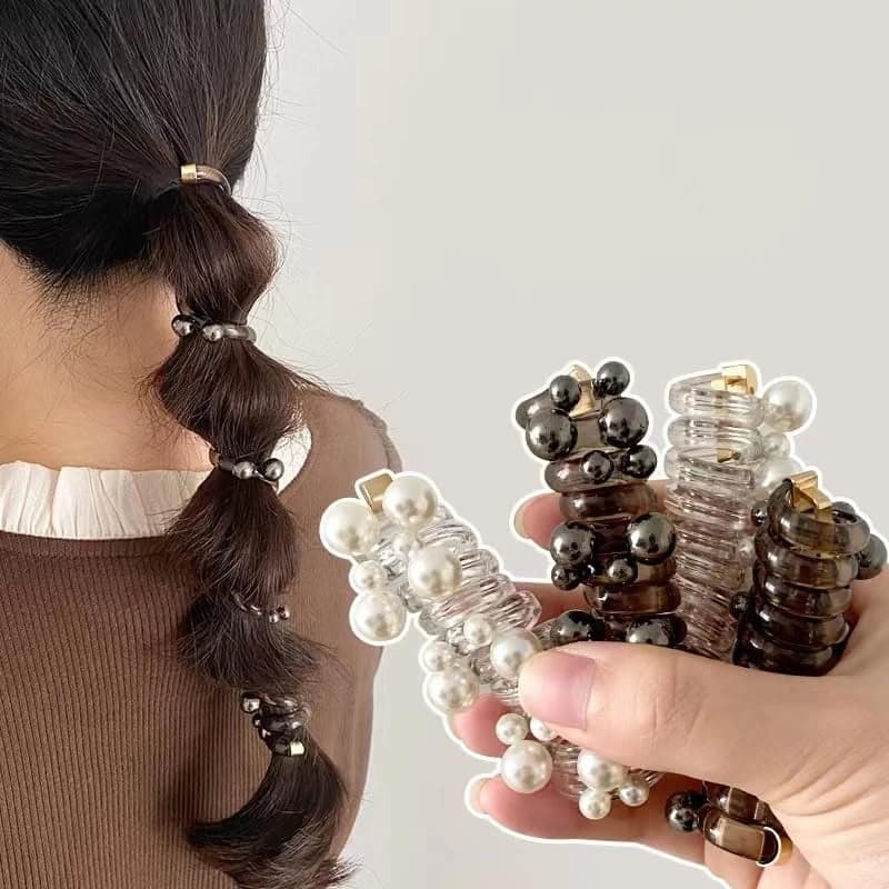 Braided Telephone Spiral Hair Ties Phone Cord Phone Cord Straight Spiral Hair Ties Ponytail Braids Fixed Hair Rope No Crease Elastic Accessory for Women Girl 4Pcs