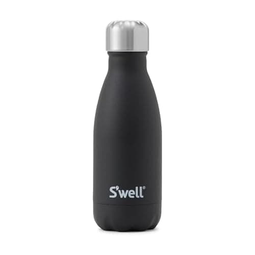 S'well Stainless Steel Water Bottle, 9oz, Onyx, Triple Layered Vacuum Insulated Containers Keeps Drinks Cold for 24 Hours and Hot for 12, BPA Free, Perfect for On the Go